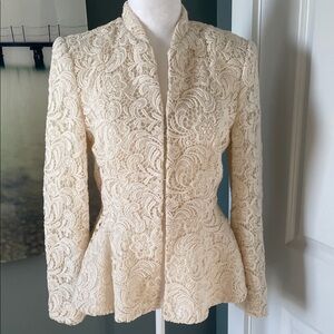Alice + Olivia Cream Peplum Jacket